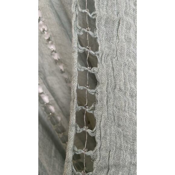 World Market Beaded Knit Sweater Shawl Wrap Fringe One Size Boho Soft Blanket - Picture 6 of 9